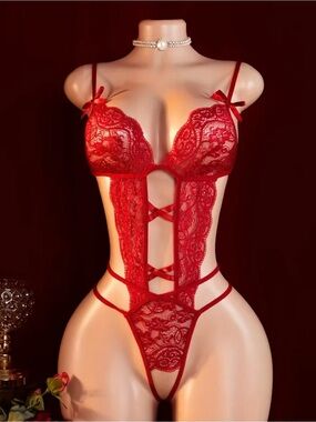 Sexy Red Lace Teddy Bodysuit - Women Intimates & Sleepwear